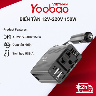 Biến tần Yoobao 150W (chuyển đổi nguồn thường đi kèm với 150 C)  - Kết nối ổ 220V - Tích hợp USB A - Có quạt tản nhiệt