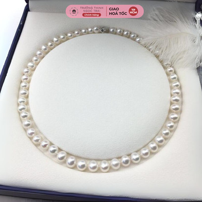 Chuỗi Ngọc Trai Trắng Ánh Hồng Bóng Sáng 5A Khoá Bạc 925 Sang Trọng, Tinh Tế - Ngọc Trai Trường Thịnh