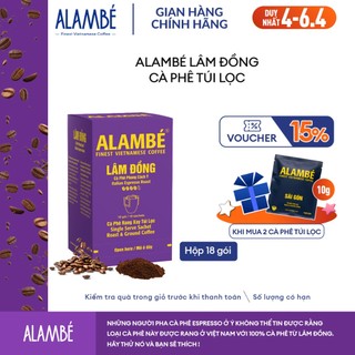 ALAMBÉ Lâm Đồng Cà phê phin giấy/ túi lọc Arabica & Robusta, coffee kiểu Ý,vị đắng sô-cô-la đen với hương vani, đậm đ