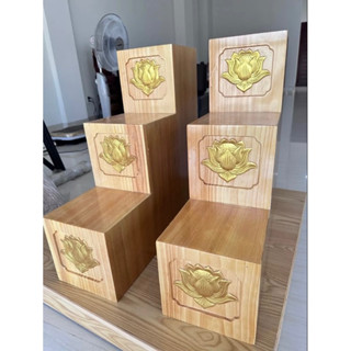 Bục tam cấp kê ban thần tài, khám thần tài, dát vàng hoa sen(tam cấp)