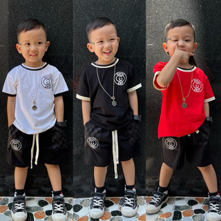 Set bộ thun cotton in nổi logo cho bé