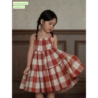 Vh2420 váy 2 dây bg kẻ caro nâu sofia candy