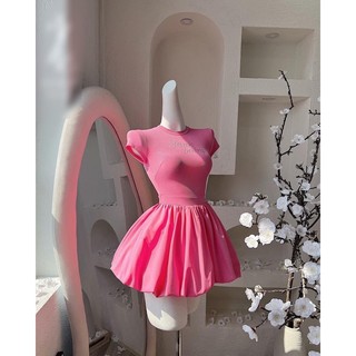 Đầm gân cổ tròn trendy [Nhà Của Méo Store]
