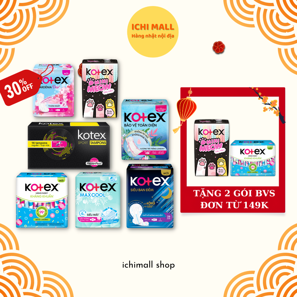 Băng vệ sinh KOTEX đủ loại, có kèm quà tặng - hàng chính hãng