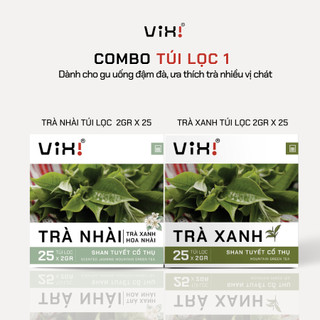 Combo Trà shan tuyết cổ thụ Trà túi lọc ViXi 100% từ trà Shan tuyết cổ thụ 50gr