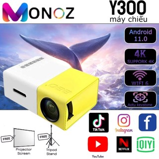Máy chiếu monoz y300 projector máy chiếu mini cầm tay hd 1080p led điện thoại máy tính xách tay android hdmi usb nhỏ
