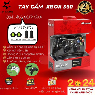 🎁Tặng Bọc Joystick🎁[ Loại 1 ] Tay cầm Chơi Game Microsoft Xbox 360 Full box Có Rung - Tay Cầm Có Dây Dùng Cho PC, Lap