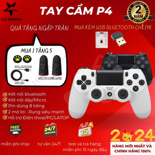 🎁Tặng Bọc Joystick🎁Tay cầm chơi game fifa online 4 P4 Plus, Tay cầm chơi game bluetooth có dây và không dây, Tương thích