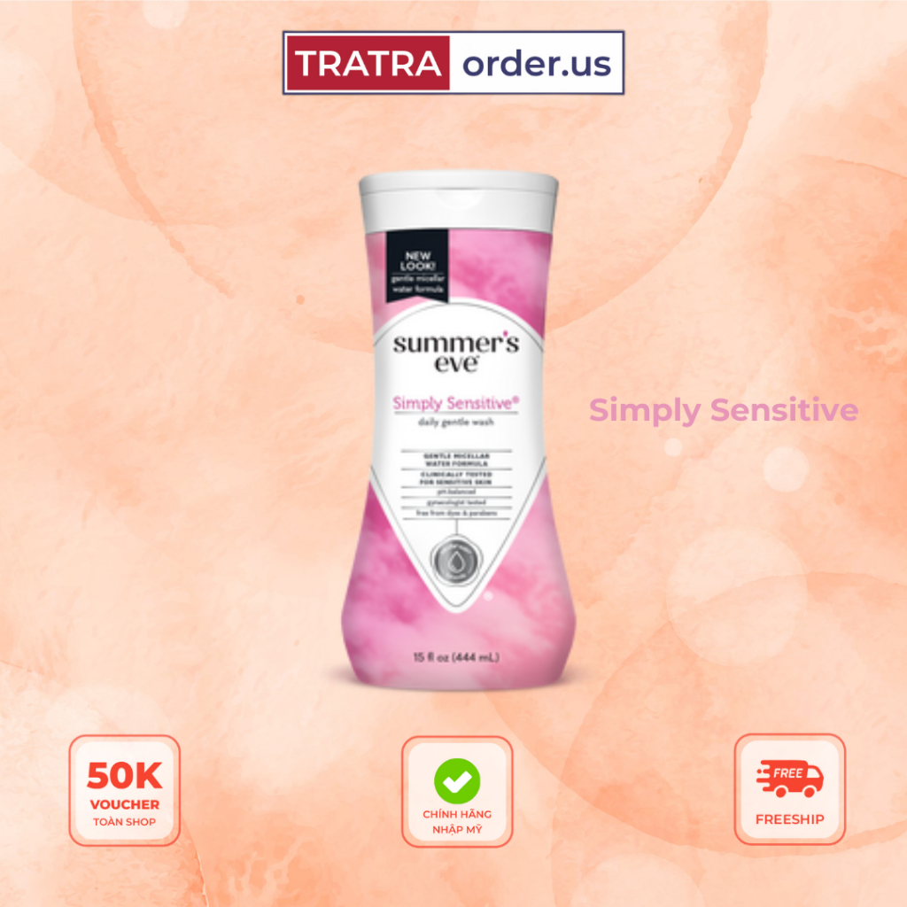 Dung dịch/Xịt vệ sinh phụ nữ Summer Eve, chăm sóc vùng kín, nước rửa phụ khoa Cleansing Wash hàng Mỹ