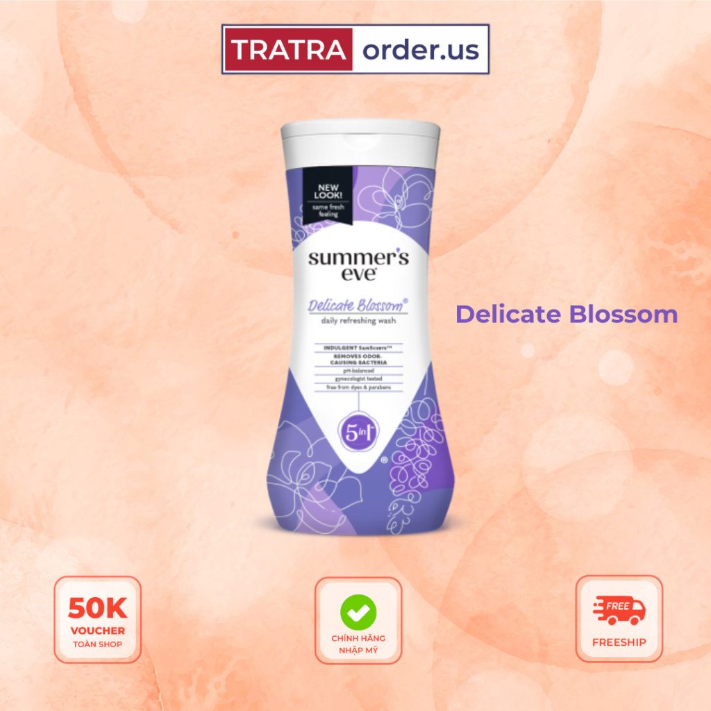 Dung dịch/Xịt vệ sinh phụ nữ Summer Eve, chăm sóc vùng kín, nước rửa phụ khoa Cleansing Wash hàng Mỹ