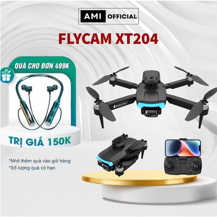 Flycam XT204 Máy Bay Điều Khiển Từ Xa Động Cơ Không Chổi Than Camera Kép Bảo Hành 12 Tháng