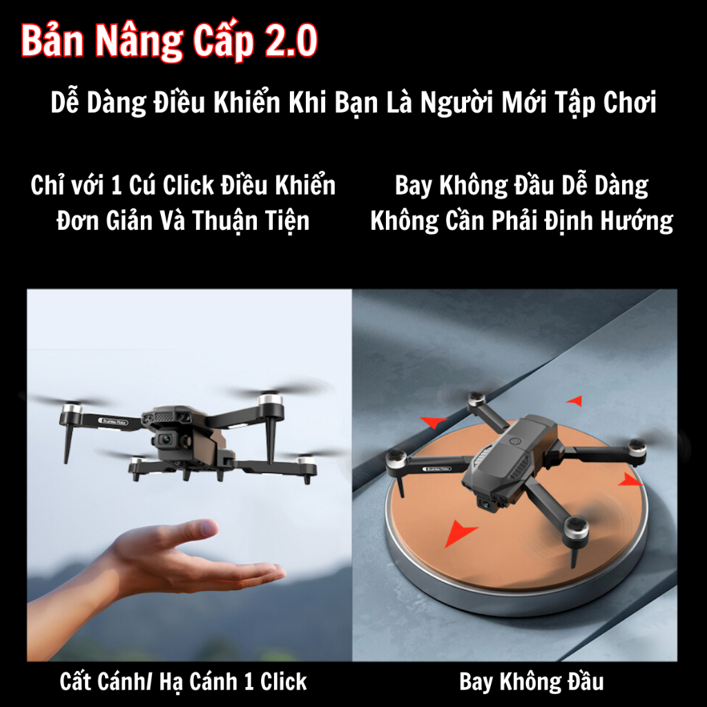 PIycam Mini, Flycam Giá Rẻ, Máy Bay Không Người Lái F198 Camera 4K Full HD,Chế Độ Cảm Biến Tránh Va Chạm Tự Động | BigBuy360 - bigbuy360.vn