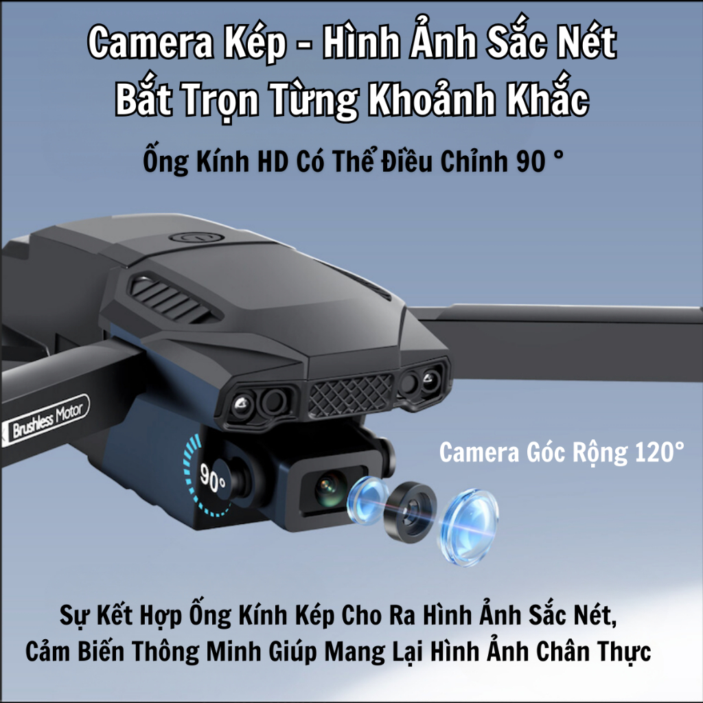 PIycam Mini, Flycam Giá Rẻ, Máy Bay Không Người Lái F198 Camera 4K Full HD,Chế Độ Cảm Biến Tránh Va Chạm Tự Động | BigBuy360 - bigbuy360.vn