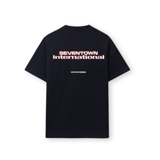 Áo thun unisex SEVENTOWN INTERNATIONAL TEE tay lỡ local brand màu đen