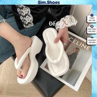 Dép xỏ ngón đi biển đế dày 5cm chống trượt phong cách hàn quốc dép tông nữ mùa hè dép lê nữ đế xuồng 01