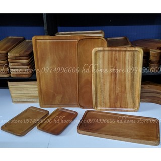[Dụng cụ nhà bếp hiện đại] - Khay gỗ xà cừ nguyên khối hình chữ nhật size lớn, xuất xứ Việt Nam