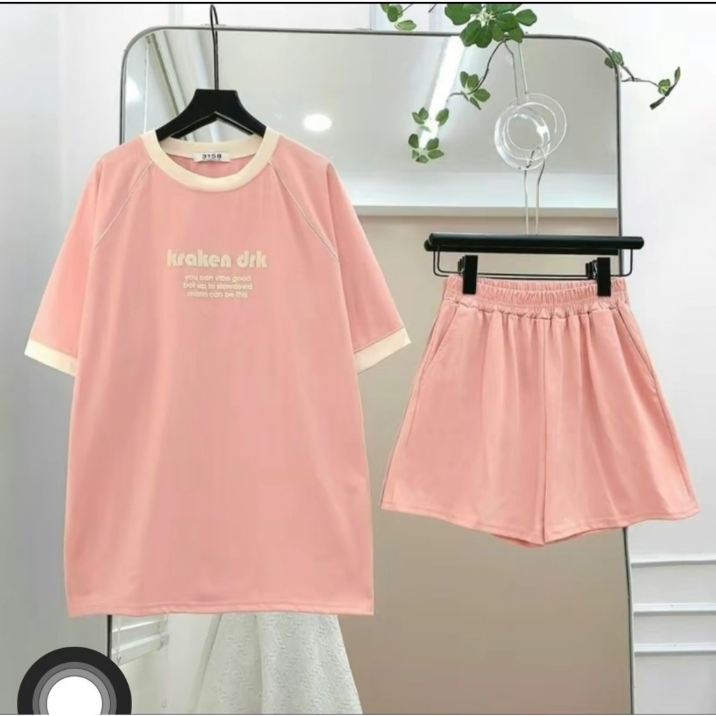 Set Bộ Áo Thun Nữ Form Rộng Tay Lỡ + Quần Short Ống Rộng Ulzzang | BigBuy360 - bigbuy360.vn