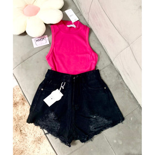 Black friday sale quần short jeans lưng cao rách lai cá tính