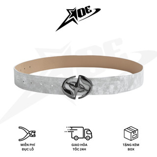 (Có sẵn) AOE STUDIO - Thắt lưng Y2K nam nữ da PU ETERNITY dây nịt cao cấp xám trắng hình hành tinh phong cách cá tính