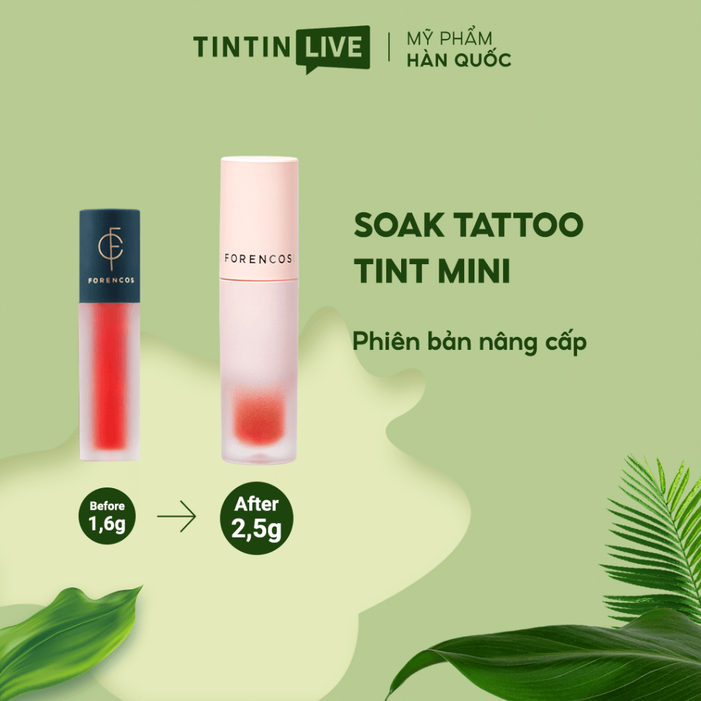 Son kem lì FORENCOS Lip Tattoo Soak Tint 13 màu chính hãng Hàn Quốc