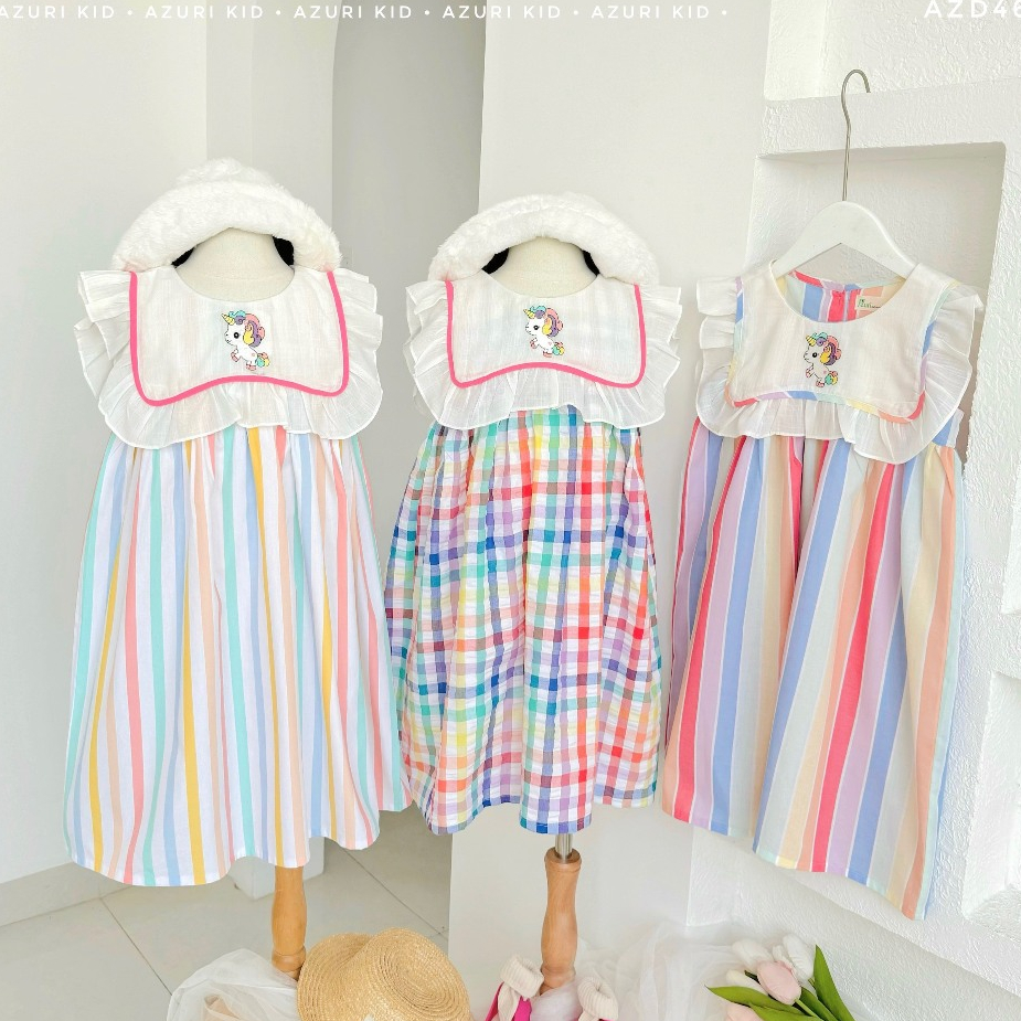 Váy lá cổ thêu Pony AZD461