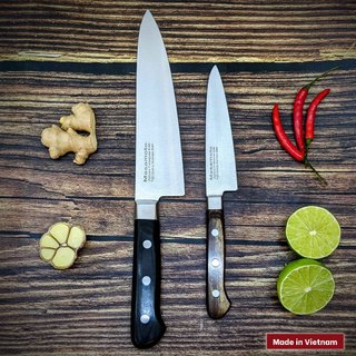 Bộ dao thái lọc thịt cá 2 món cán gỗ Pakka thép cacbon không gỉ Masamoto VN