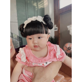 Turban / băng đô tóc giả tiểu thư cho bé