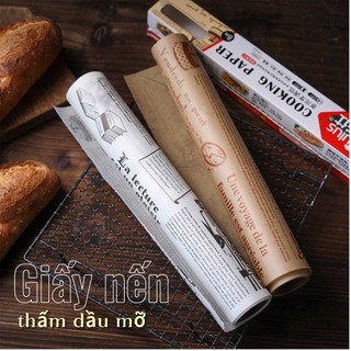 Cuộn giấy nến in họa tiết báo thấm dầu, giấy nến gói bánh, lót nồi chiên không dầu có họa tiết vintage