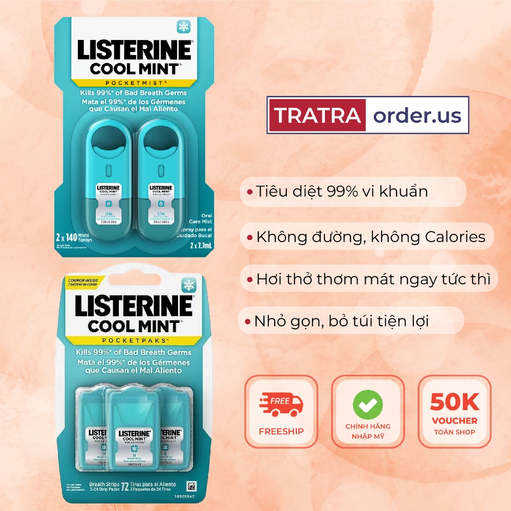 Xịt thơm miệng/Miếng ngậm Thơm Miệng Listerine Cool Mint