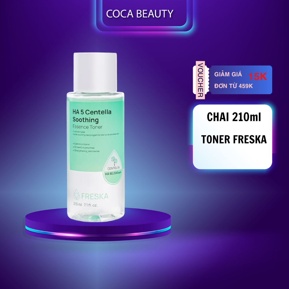 Nước hoa hồng Freska HA Centella Soothing Essence Toner 210ml - Toner centella cấp ẩm, phục hồi da -