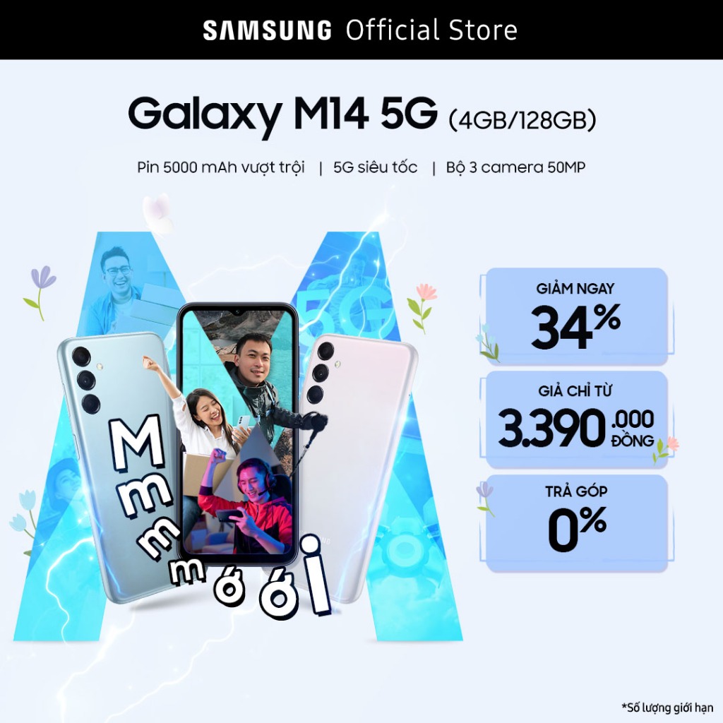 Điện thoại Samsung Galaxy M14 5G (4GB/128GB) | BigBuy360 - bigbuy360.vn