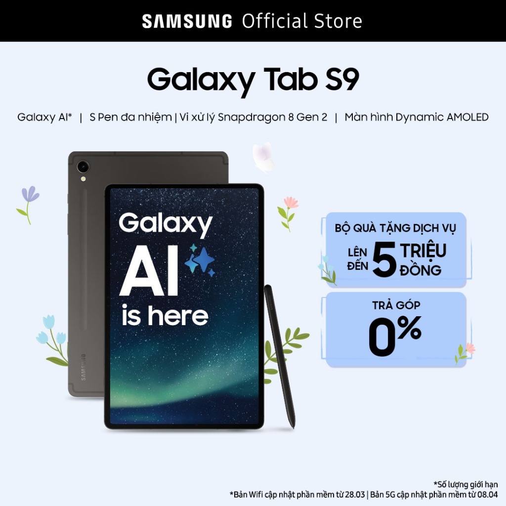 [Mã ELBSMG04 giảm 8% đơn 500K] Máy tính bảng Samsung Galaxy Tab S9 5G 256GB