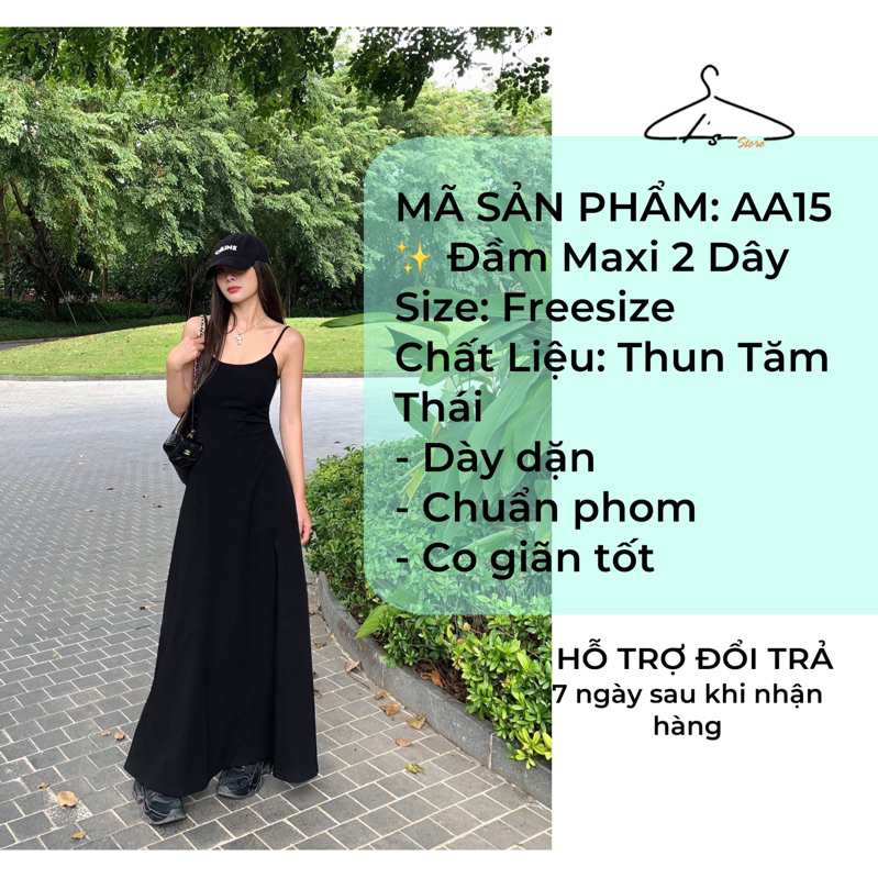 Đầm Maxi 2 Dây Chất Thun Tăm Thái Mềm Mịn