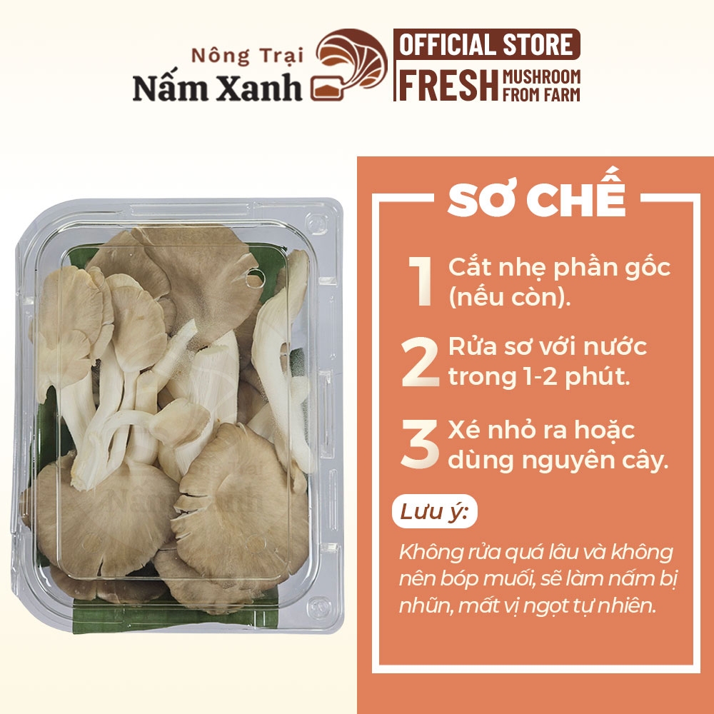 [Hỏa Tốc HCM] 1kg Nấm Bào Ngư Xám Tươi Ngon Dày Ngọt Sạch Thanh Đạm - Nông Trại Nấm Xanh