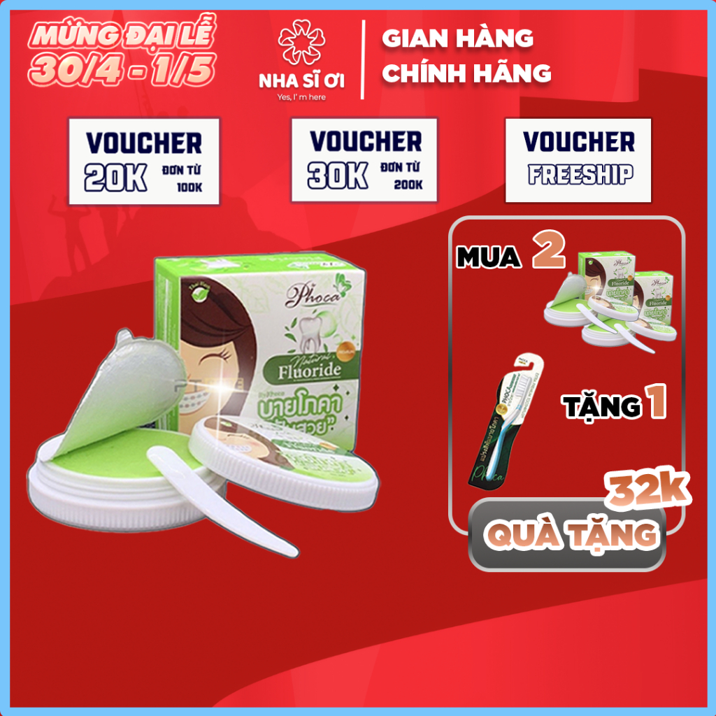 Kem đánh răng thảo dược BY PHOCA Thái Lan, niềng răng, giúp trắng răng, hơi thở thơm mát, thơm miệng 25g