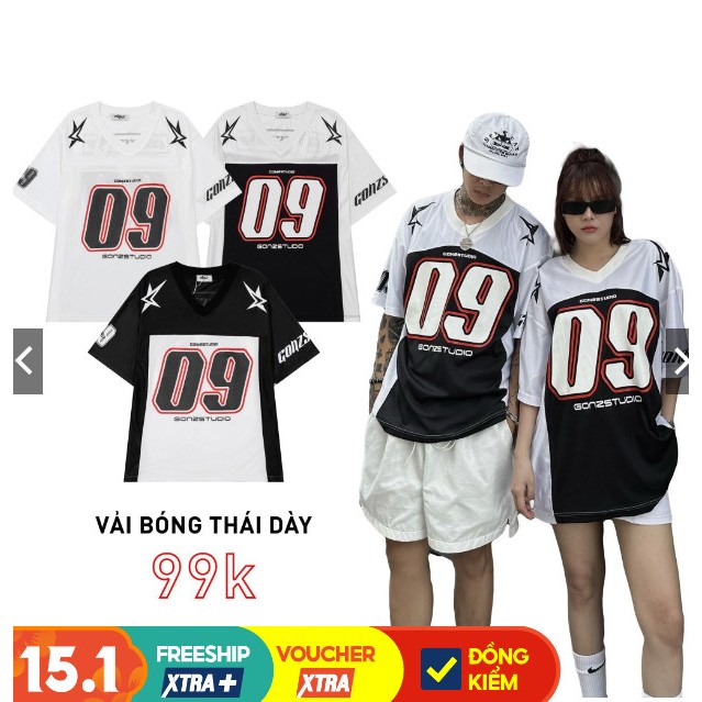 Áo Thun Nam Nữ Số 09 Chất Liệu Cổ Tym Cotton 100% Áo Thun Phối Bóng Rổ Karan Local Brand