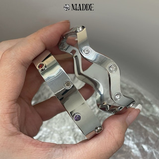  Kiềng thép titan Madde / kiềng lượn sóng / kiềng đính đá vô cực nam nữ Madde
