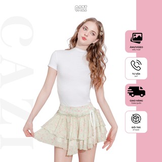Cazi Belly Blossom Top - Áo cộc tay cổ cao
