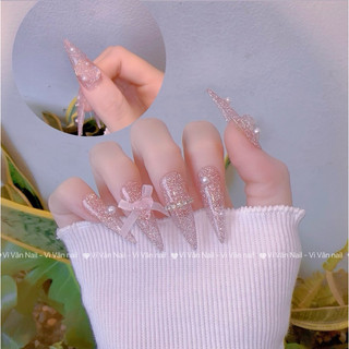 Nail box sơn flash hồng phối nơ