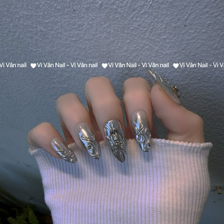 Nail box cá tính thỏ nơ tráng gương bạc