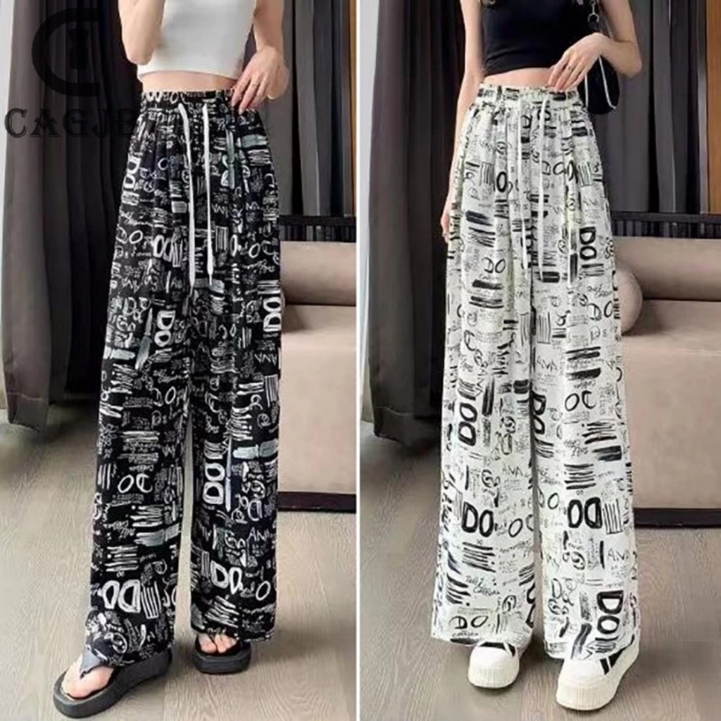 Quần Ống Suông, Quần Ống Rộng Chất Lụa Mềm Mát Không Nhăn Hoạ Tiết Mới Cạp Chun Dài 97cm Siêu Đẹp M2