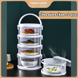 Lồng bàn 5 tầng cất bảo quản đồ ăn thức ăn có quai xách Trung Thành PLastic