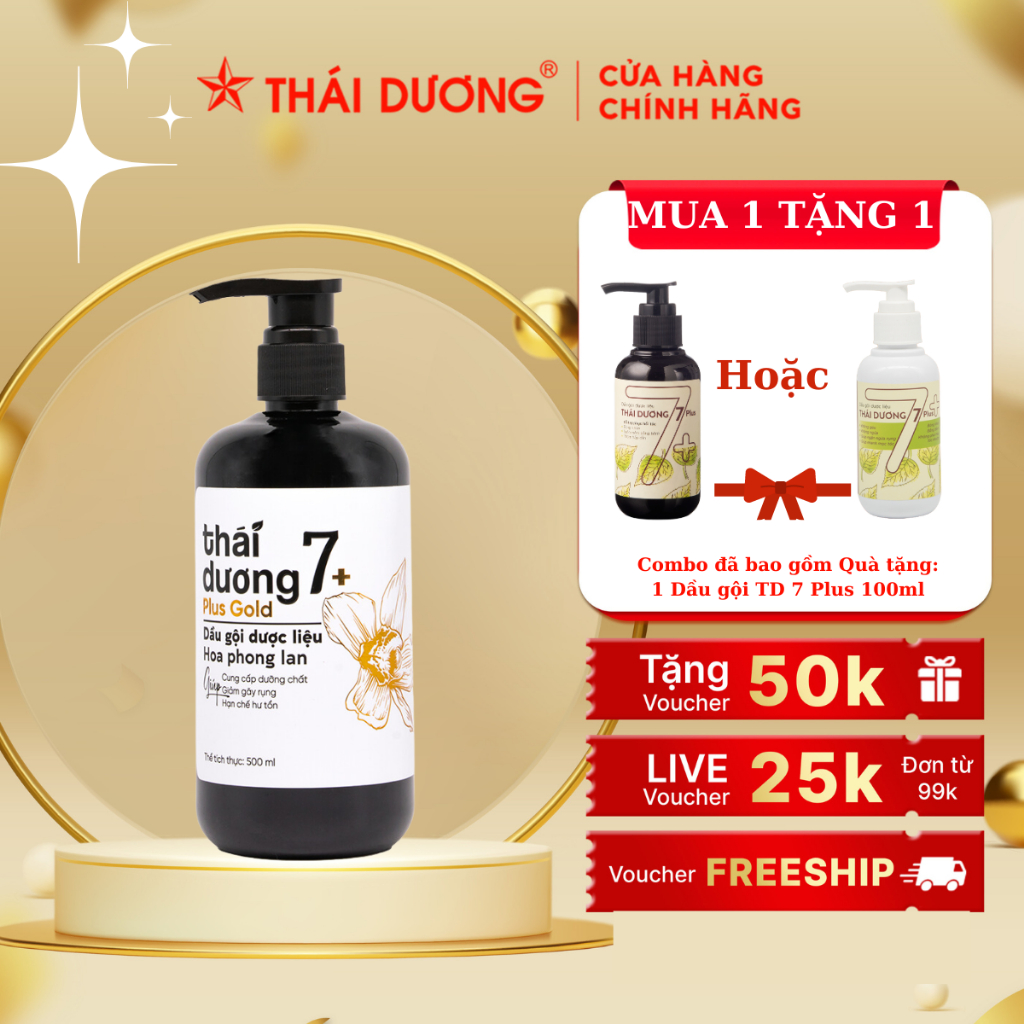 [LIVE Combo] Dầu gội/ xả dược liệu Thái Dương 7 Plus Gold tặng 1 chai Dầu gội 7 Plus 100ml