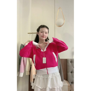 Áo Khoác Nỉ Cotton Mix Màu Style Trẻ Trung Nữ