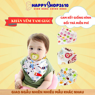 Khăn Yếm Tam Giác Cotton  2 lớp ( 2 cúc bấm - hàng loại 1)