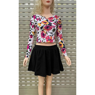 Áo thun tay dài croptop xuất dư họa tiết đáng yêu