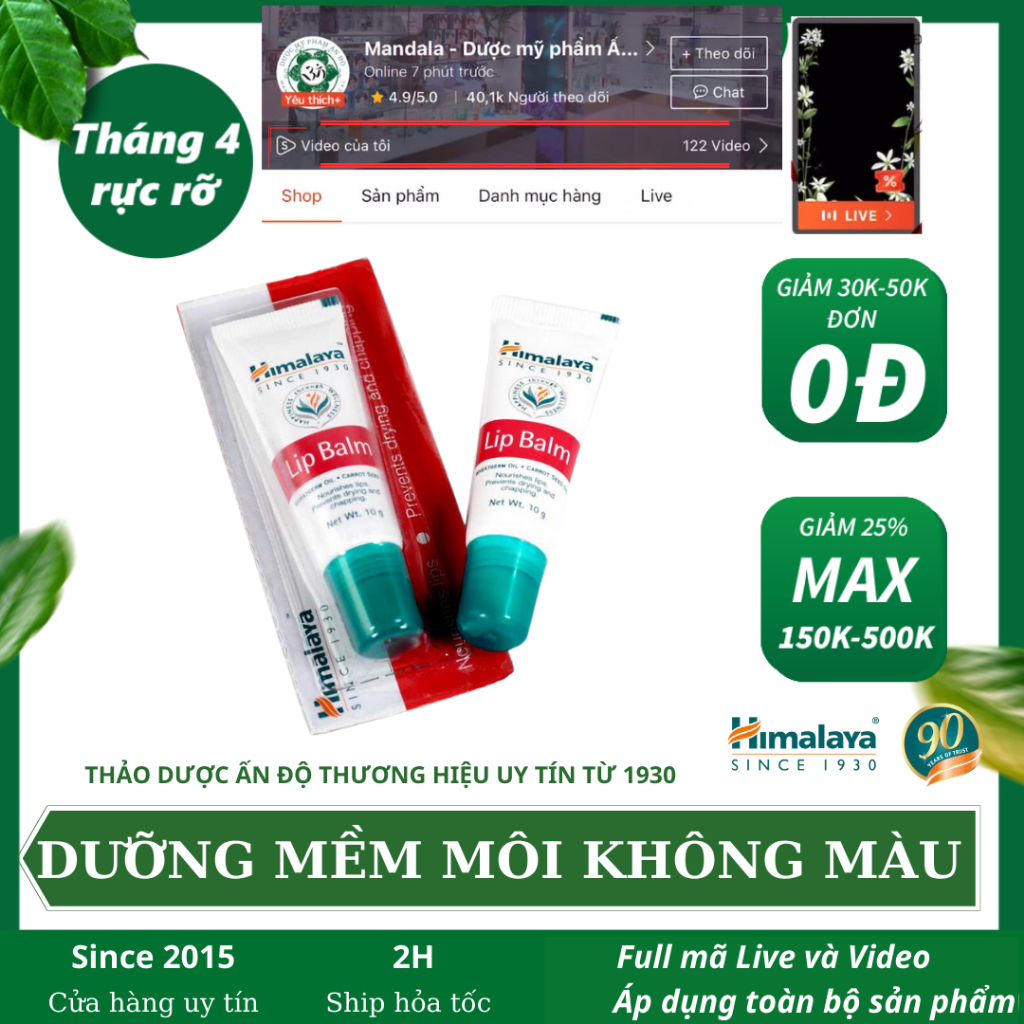 Dưỡng môi himalaya lipbalm Lip Balm 10g