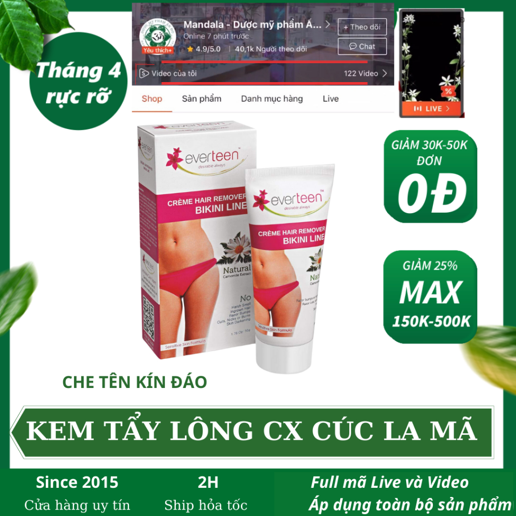 Kem tẩy lông bikini triệt lông waxing everteen creme Ấn Độ thành phần thiên nhiên