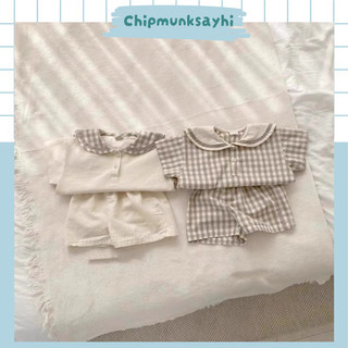 Set thuỷ thủ kẻ caro cho bé trai bé gái tone màu hàn quốc