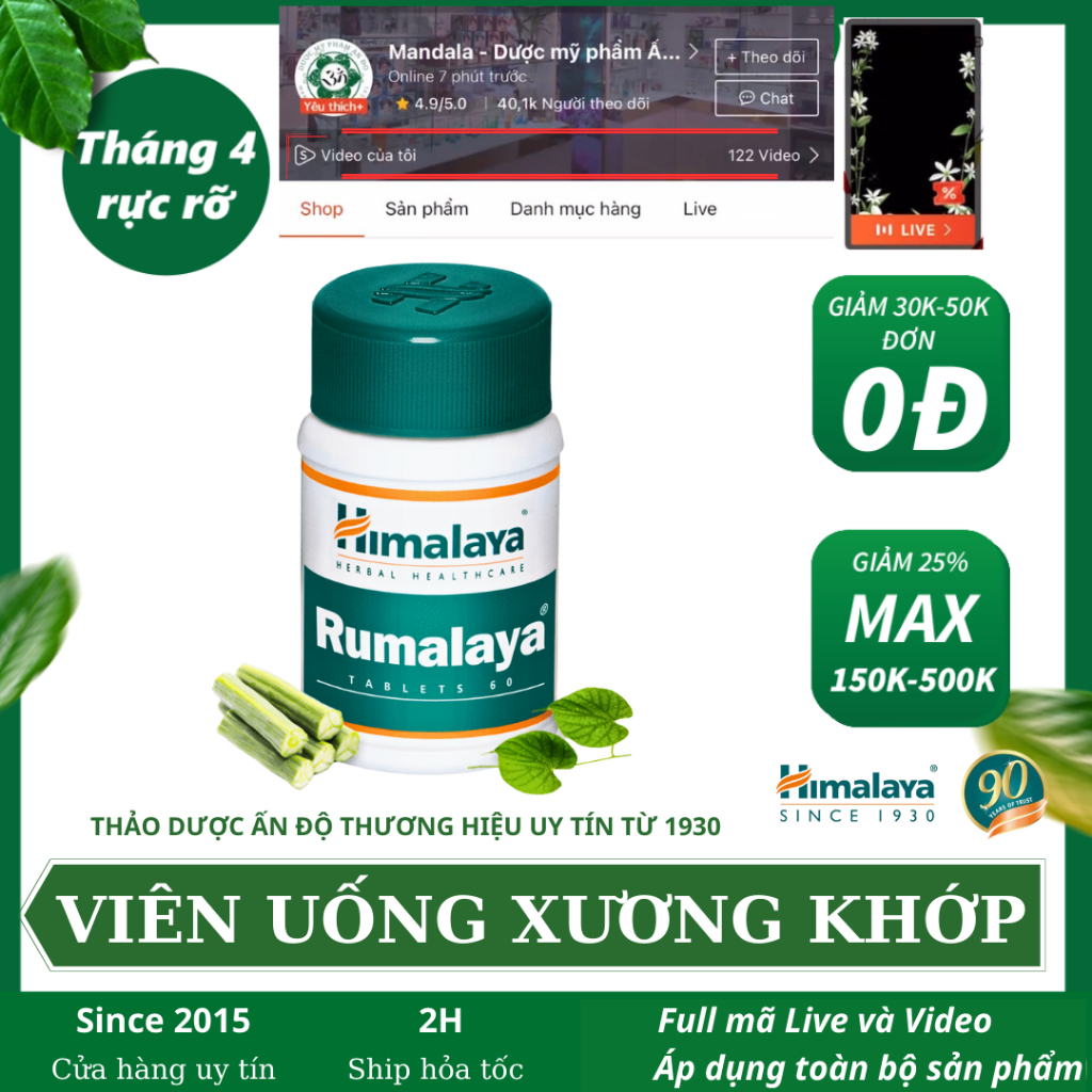 Viên uống xương khớp Himalaya Rumalaya hỗ trợ chức năng nâng đỡ cơ thể